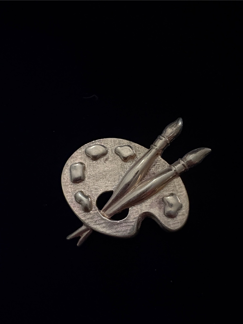 Artist Palette & Brushes Brooch Pin - Silver Tone